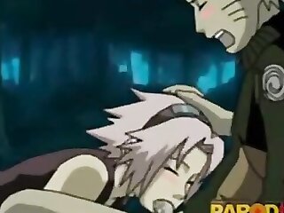 Naruto and Sakura engage in intense double penetration