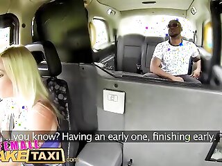 Big-titted blonde gets naughty in a fake taxi ride